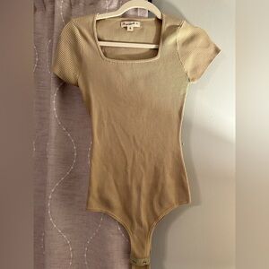 NWOT Brown/Tan/Oatmeal Short Sleeve Fitted Ribbed Bodysuit  - Bundle and Save!